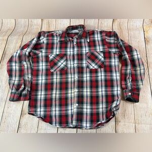 Vintage 70s Big Mac JC Penny Heavy Plaid Flannel Button Shirt Large Tall